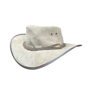 Vintage Coastline Hats Leather Crocodile Band Outback Hat - Medium